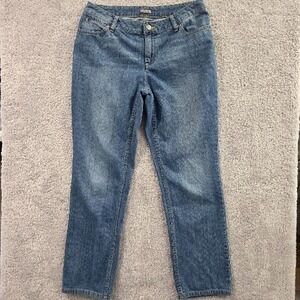 J Jill Relaxed Straight Leg Jeans Size 10 Medium Wash Blue 100% Cotton Denim
